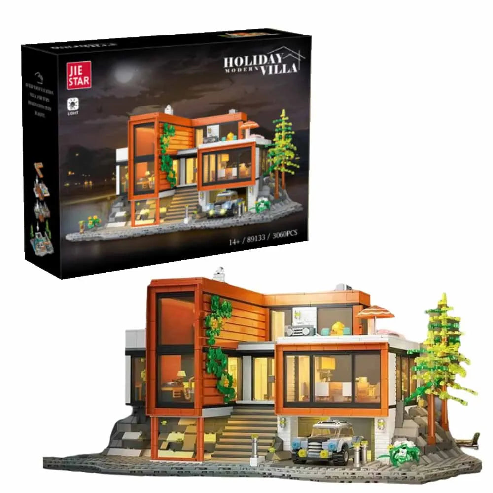 MOC 3060pcs Modern Holiday Villa House Building Blocks Street View Architecture Modular Model Kit Assembly Toys Halloween Gifts