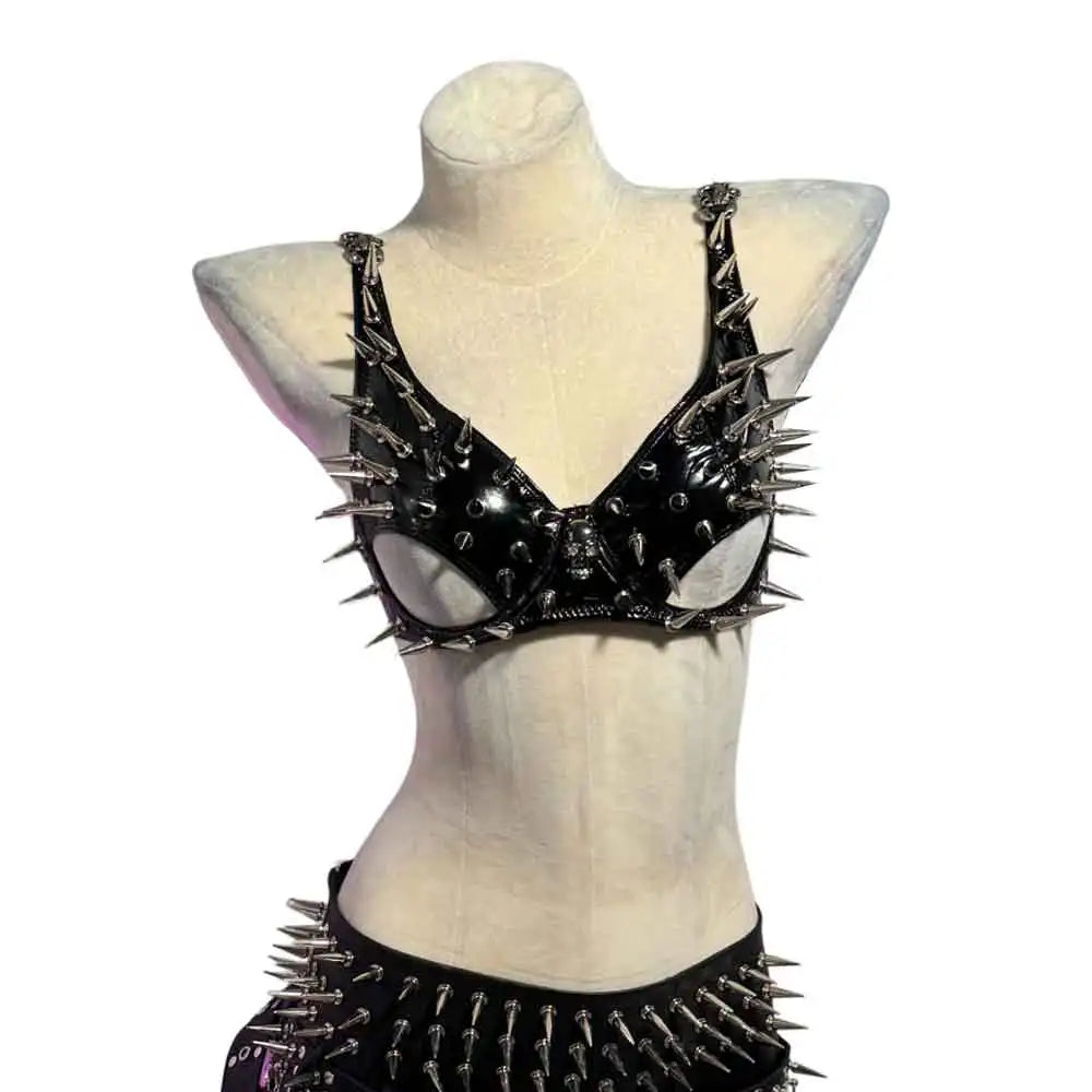 Y2K Halter Camisole TOPS Grunge Skull Studded Rivet E-Girls Kawaii Gothic Punk Rock Harajuku Goth Street Wear Emo Trendy