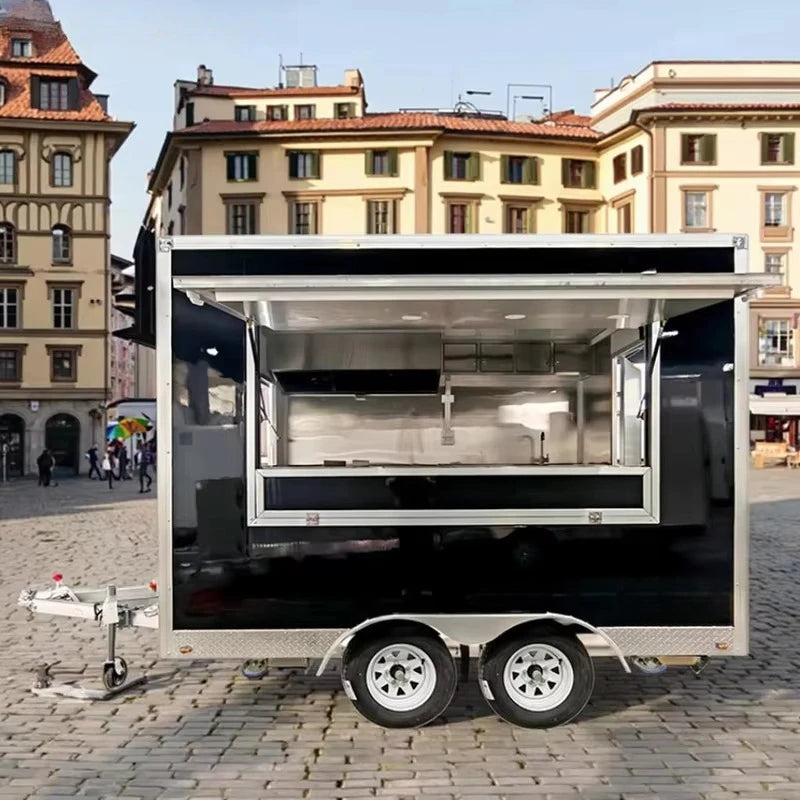 Remorque Fully Equipped Mobile Kitchen Food Trailer Pizza Fast Food Truck Full Kitchen Large Storage Outdoor Event Catering