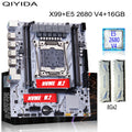 QIYIDA X99 Gaming Motherboard Kit with Xeon E5 2680 V4 DDR4 16GB=8Gx2 RAM M.2 NVME SATA USB for Desktop PC