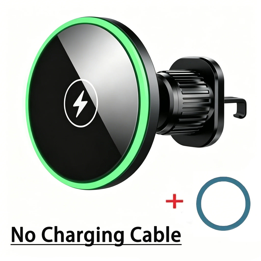 Car Magnetic Phone Holder 15W Magnetic Wireless Charger Phone Mount  LED Lights Magsafe Charger for iPhone Samsung Xiaomi