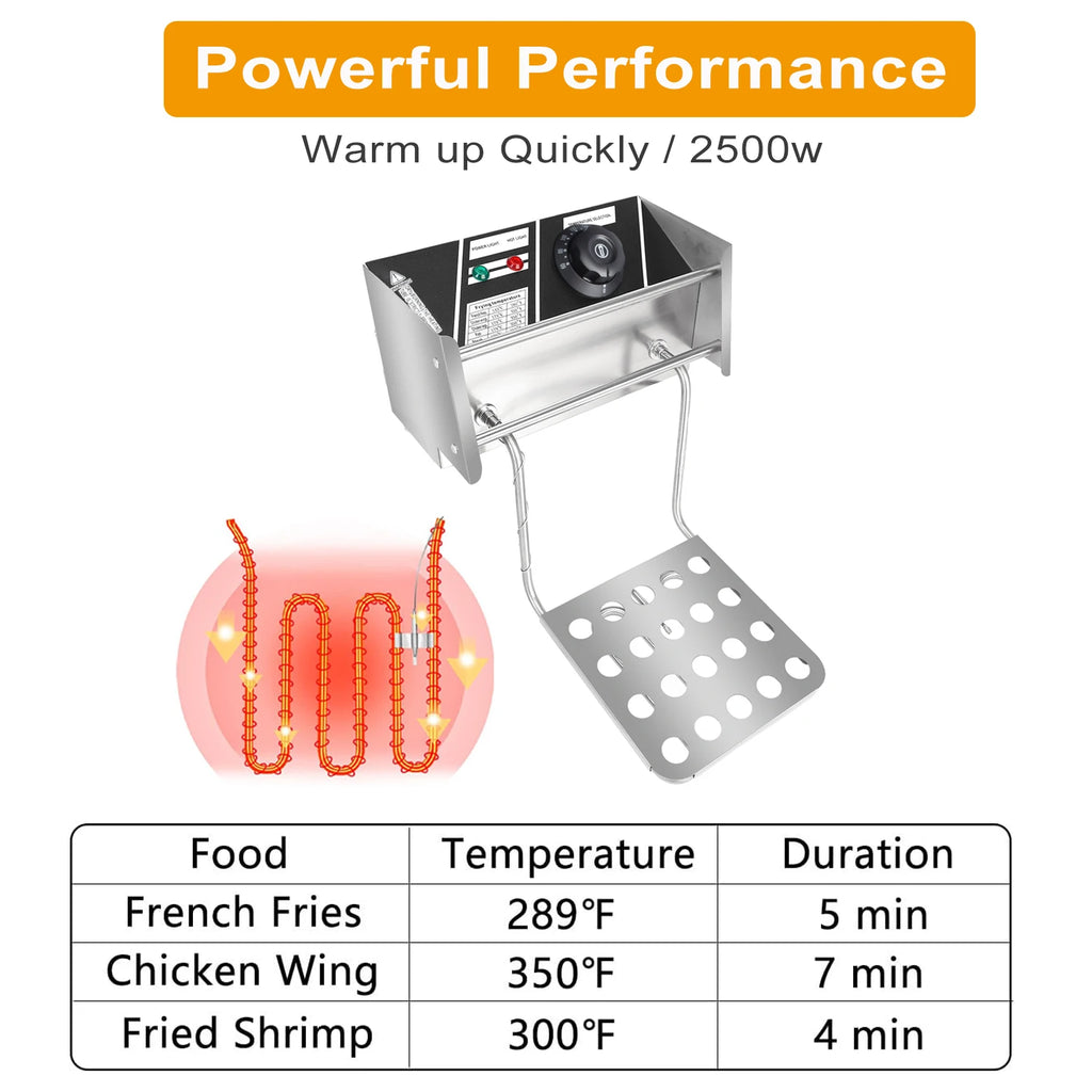 One Electric Deep Fryer with Filter Plate and Frying Basket, with Gloves Tank Stainless Steel Fryer for French Fries, Chicken, And Snacks, Adjustable Temperature Control, And The Lid Helps Prevent Hot Oil from Splattering