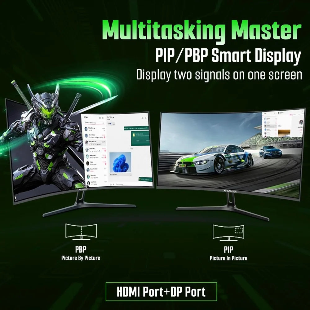 USA Stock 27 Inch 280Hz Curved Gaming Monitor WQHD 280Hz HD 400Hz Dual Mode 1500R HDR400 135% sRGB 5000:1 PIP PBP OD 1ms AI