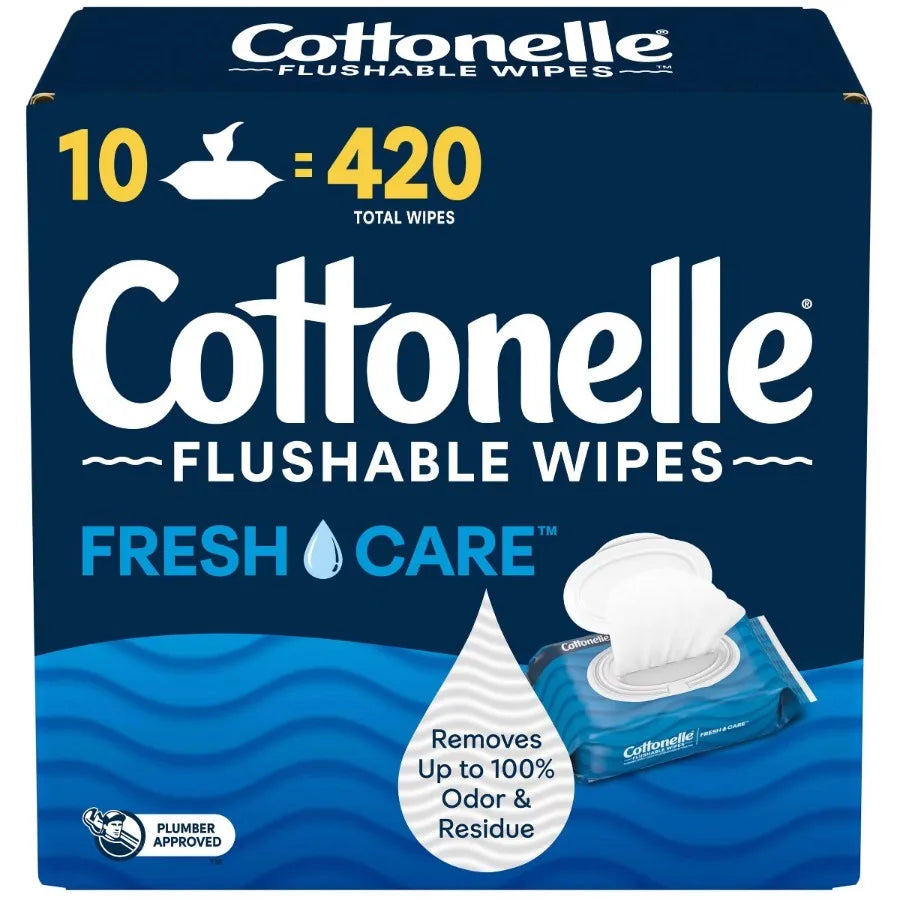 2pk Flushable Wet Wipes, Total 42ct Gentle Disposable Cleansing Wipes for Bathroom Personal Care