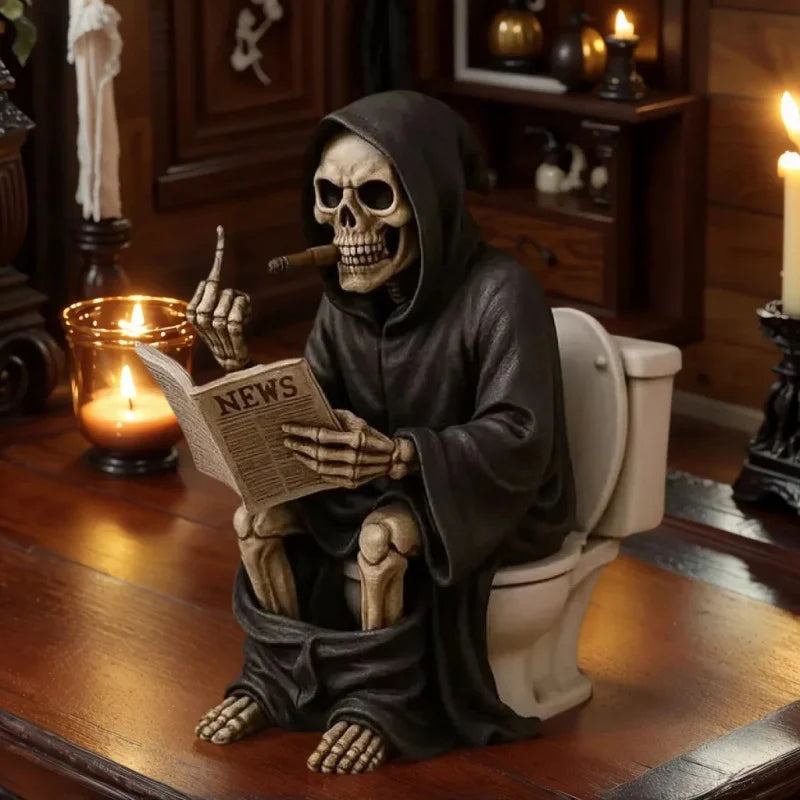 New Middle Finger Toilet Death God Statue Resin Craft Ornament Halloween Decoration Gift Small Gift