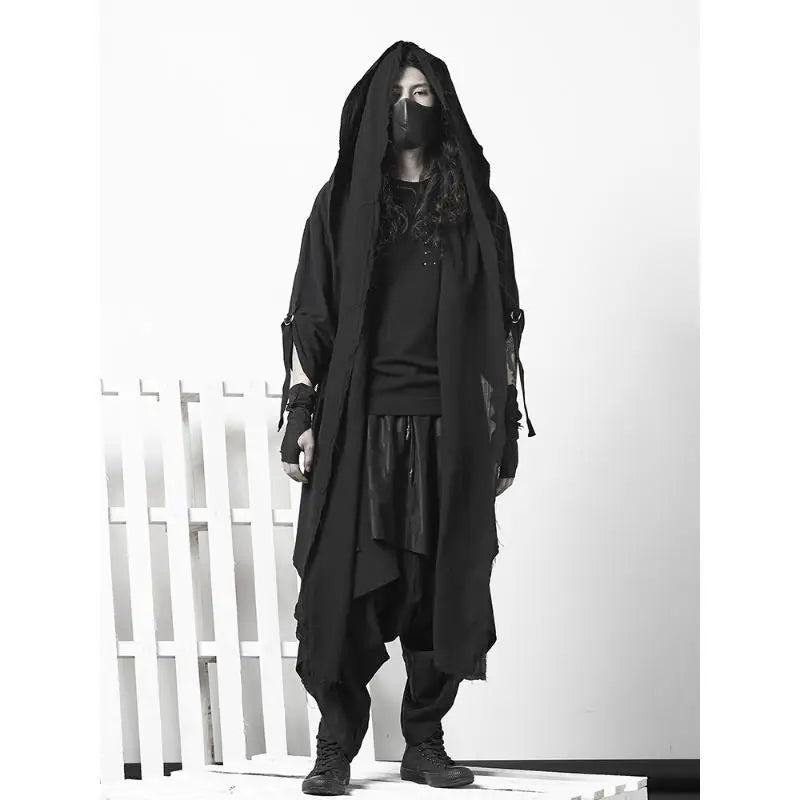 ARENS Techwear Goth Coat Men's Windbreaker Gothic Hip Hop Harajuku Dark Wear Long Cardigan Men Black Japanese Streetwear