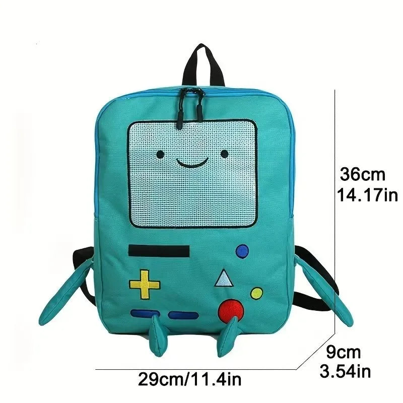 Creative Robot Design Backpacks for Girls Funny Games Console Pattern Backpack for Women Cute Cartoon Canvas Backpack Travel Bag