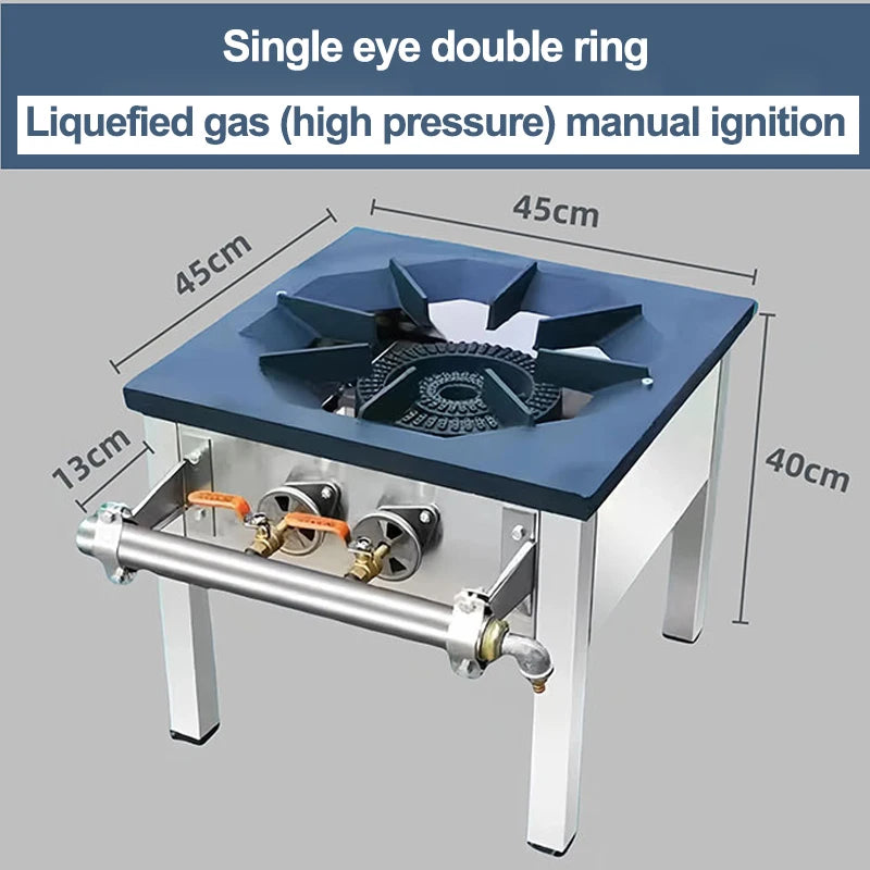 Kitchen Cooktop Stove Energy-Saving Gas Stove Commercial Household Single Gas Stove Dual Ring LPG/Natural Gas Short Footed Stove