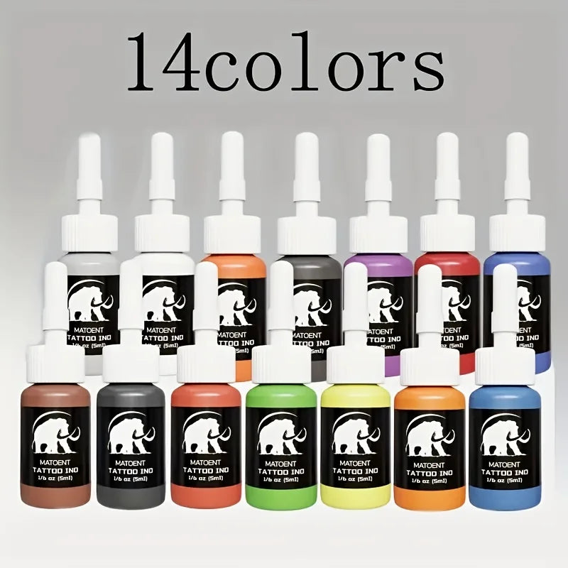 Professional Tattoo Ink Kit - Multi-Color Set, Odorless & Alcohol-Free for Beginners and Artists.