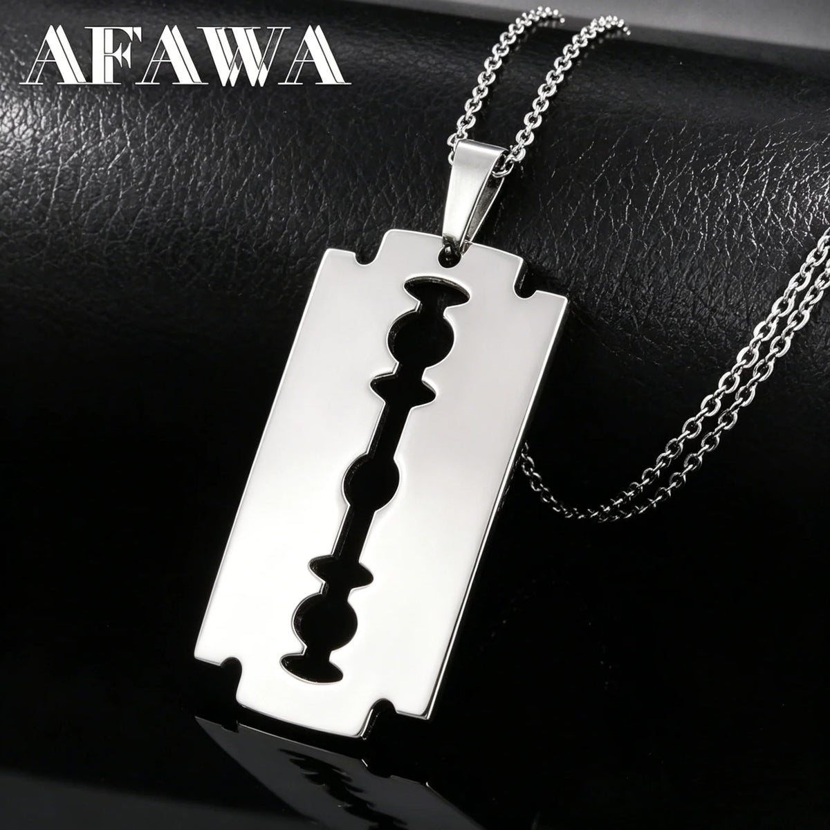 Hiphop Razor Blade Pendant Necklace Men Gothic Punk Stainless Steel Male Knife Double Edge Razorblade Shaver Shape Chain Jewelry