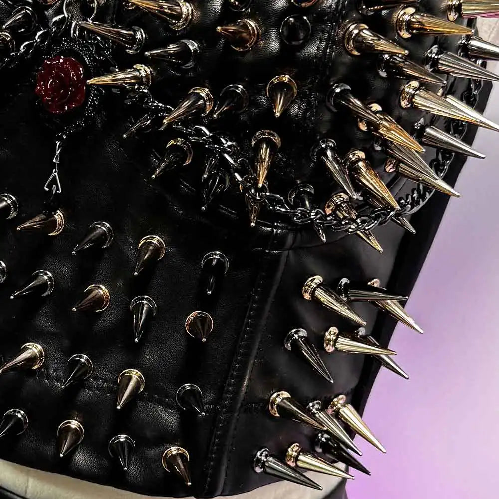 Goth Top Y2K Clothes Women's Tanks Emo Clothing Gothic Boho Tops with Spikes Punk Rock Teens Rave Festival Spiked Bra Grunge