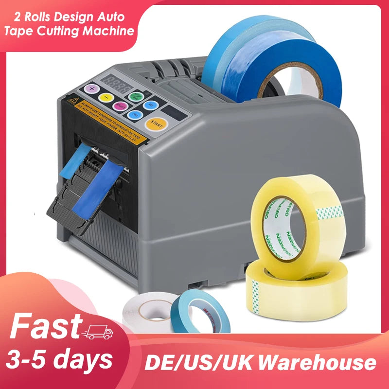2 Rolls Design Automatic Cutting Machine Tape Dispenser with Silicone Gear Memory Storage Function for Strong Adhesive Tape