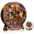 DIY Wooden Magic Library Casa Figurines Miniatures Assembled Villa with Light for Friends Birthday Gifts Home Decor Crafts