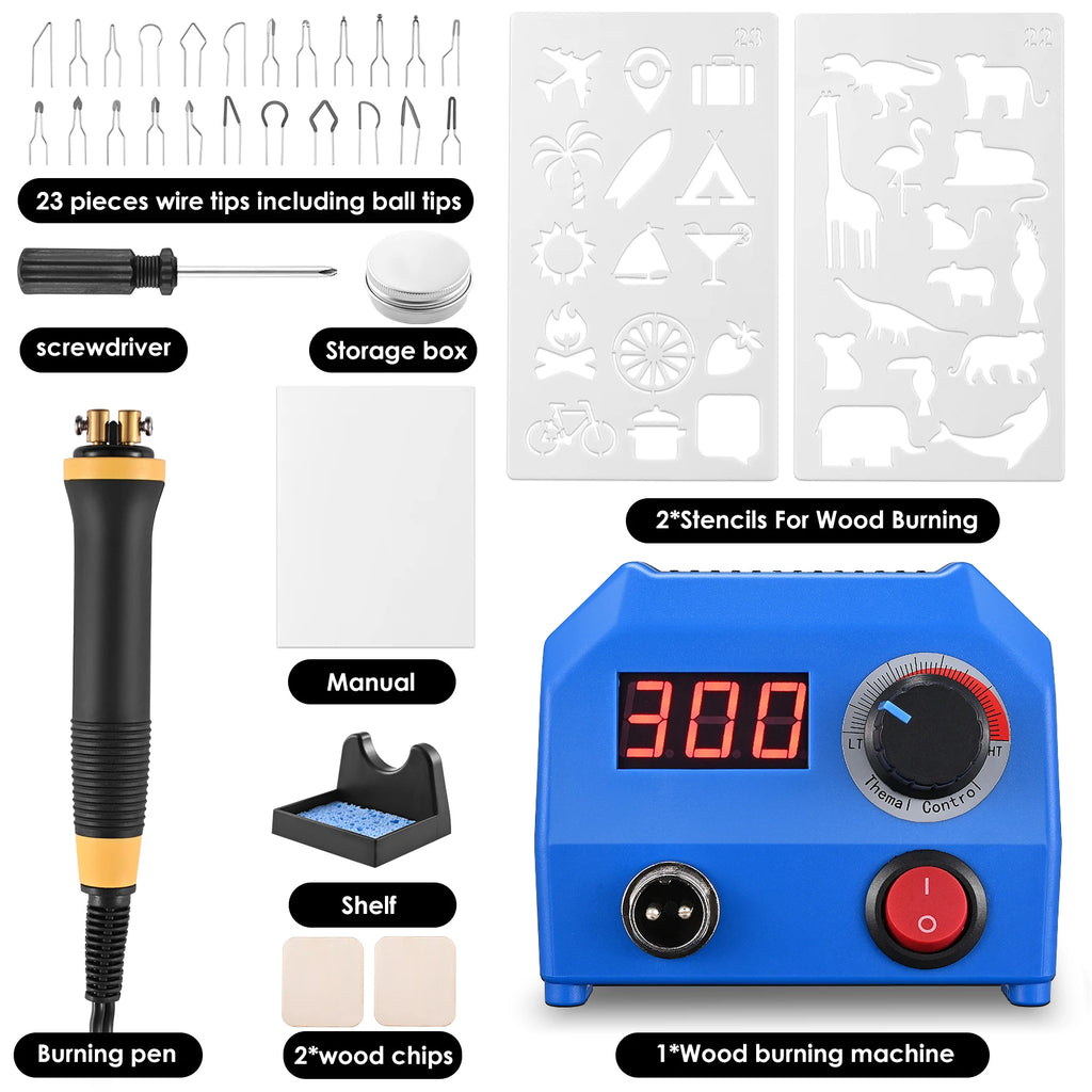 Wood Burning Pyrography Kit with 23 Wire Nibs,100~700℃ Adjustable Temperature Wood Burning Pen Station for Adult Beginners DIY