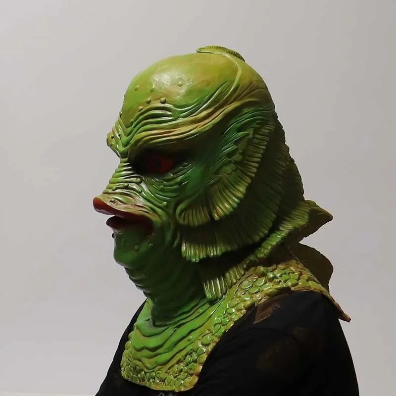 Creature From The Black Lagoon Green Fish Monster Mask Latex Mask Halloween Party Scary Full Head Masks Cosplay Props