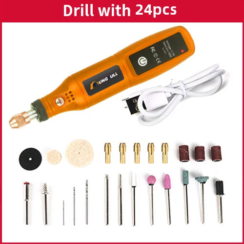 Mini Wireless Drill Rechargeable Polishing Machine DIY Mini Rotary Tool USB Engraving Tool Dremel Tool Modeling Mini Drill