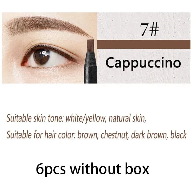 6/12PCS Eyebrow Pencil Hard Core Wholesale Makeup Pull Line Haozhuang Brand Permanent Peel off White Black Waterproof Natural