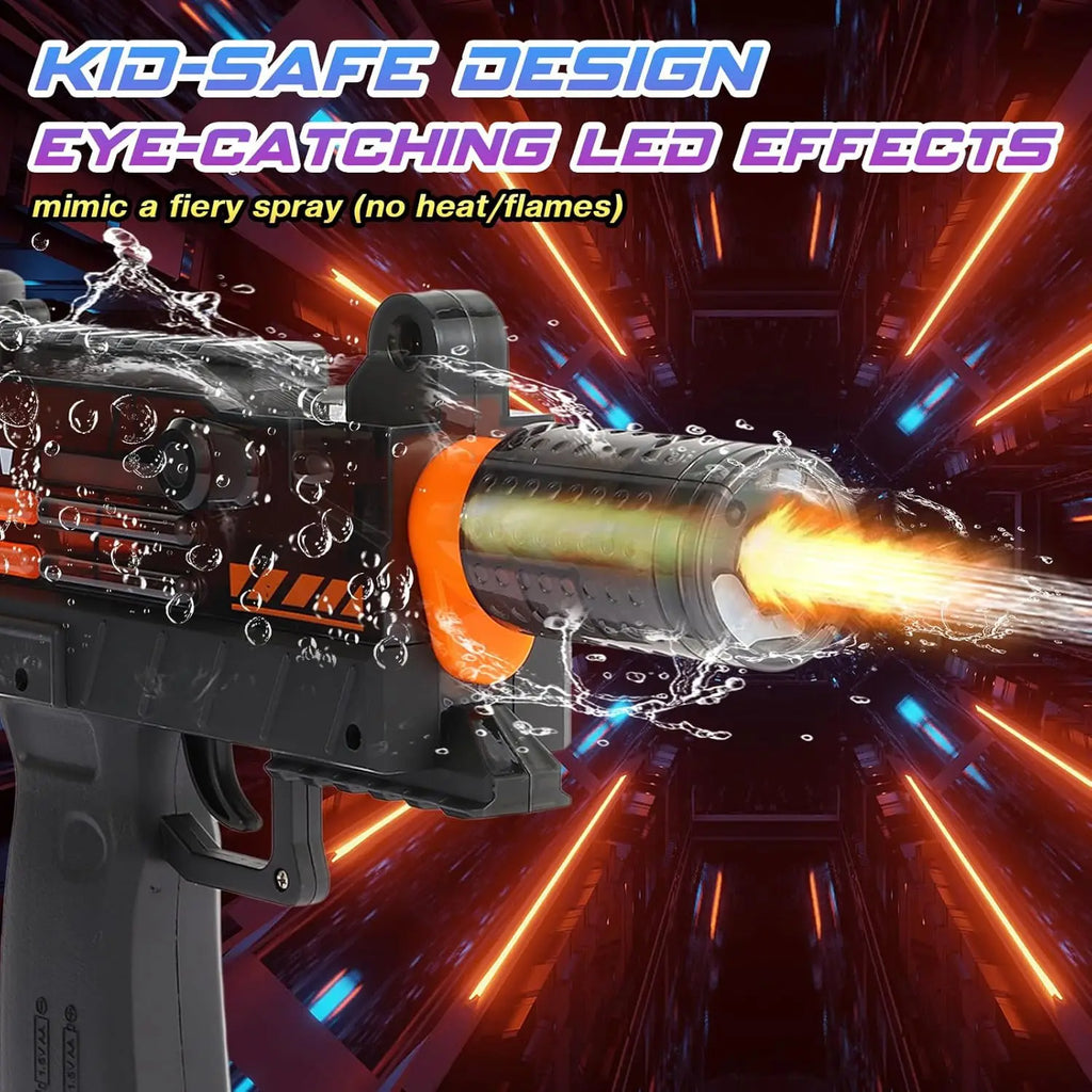Electric Water Gun Toy with Flare Flame Lights AutomaticWater Machine Splashing Outdoor Beach Toys for Boy Gift