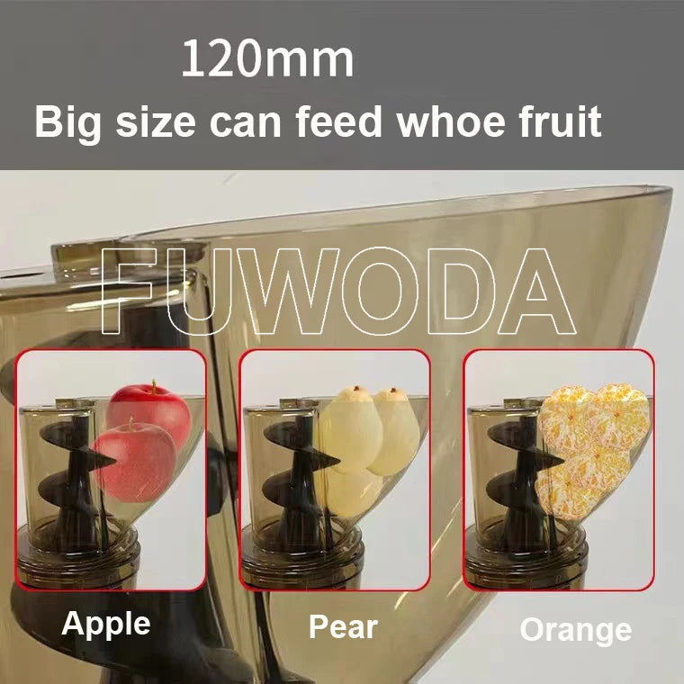 Commercial Use Big Power 1200W Large Inlet Slow Juicer Machine Whole Fruit Apple Pear Orange Cold Press Stainless Steel