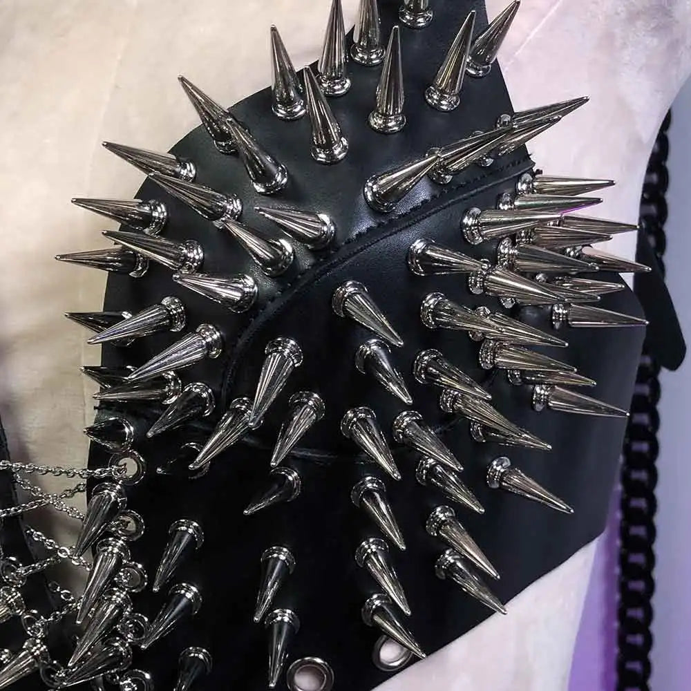 Kawaii Y2K Halter Camisole TOPS Goth Studded Rivet Hand Made E-Girls Emo Gothic DIY Eco Grunge Skull Punk Rock Harajuku
