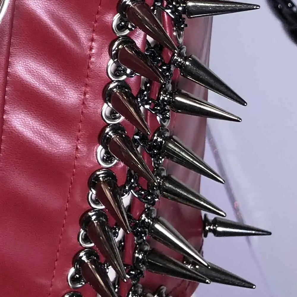 Red Goth Top Y2K Women's Tanks Emo Clothing Gothic Boho Tops with Spikes Punk Rock Teens Festival Spiked Bra Grunge T Shirt