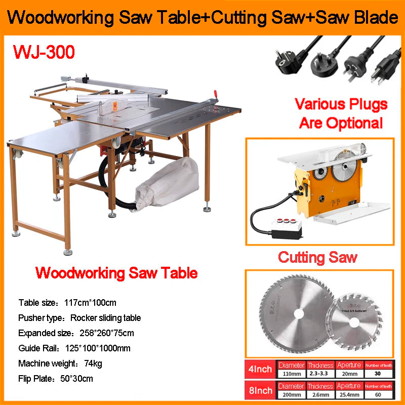 2025 Woodworking Saw Table Folding Woodworking Workbench Sliding Table Saw Precision Dust-free Wood Manual Cutting Machine