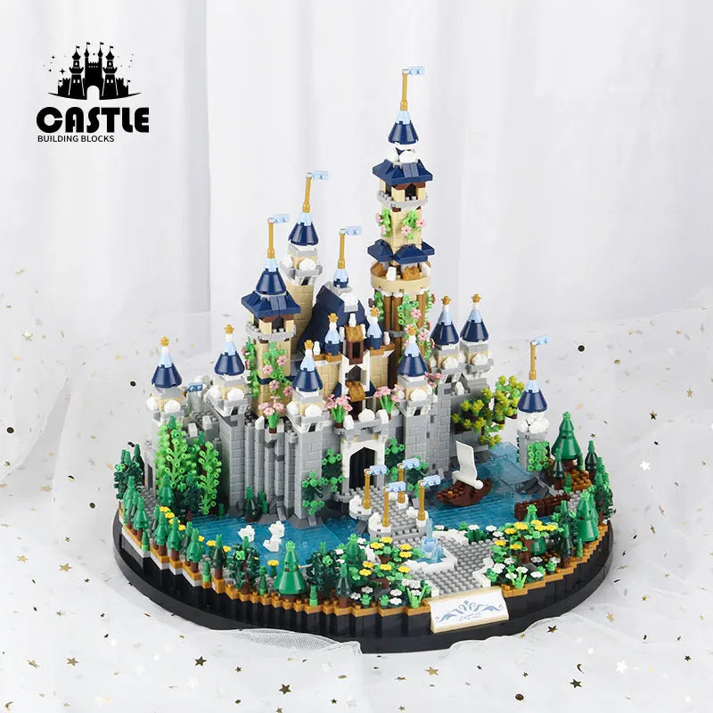 6180PCS Magic Castle Sakura House Building Blocks City Street Model With LED Lights Mini Bricks Toys Children's Christmas Gifts