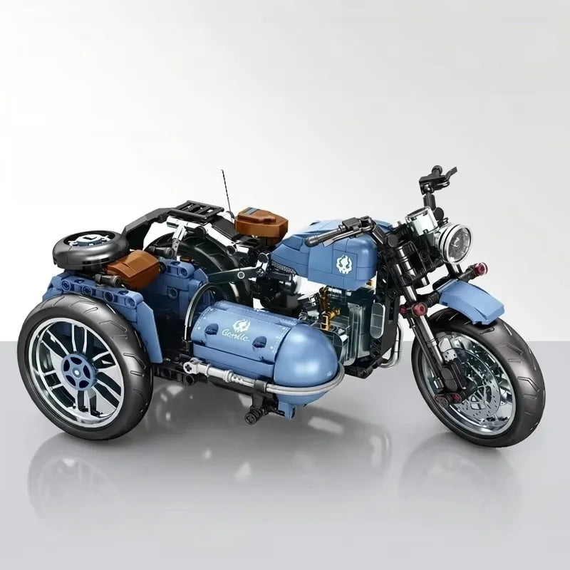 Retro sidecar motorcycle building kit, retro tricycle building kit, DIY assembly toy, adult collection display piece