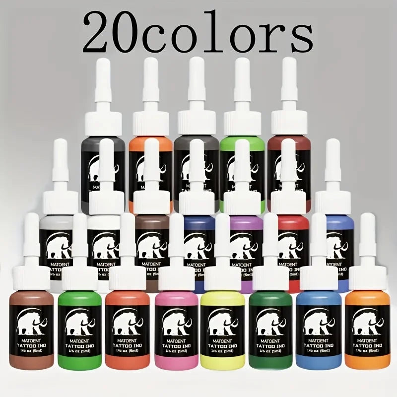 Professional Tattoo Ink Kit - Multi-Color Set, Odorless & Alcohol-Free for Beginners and Artists.