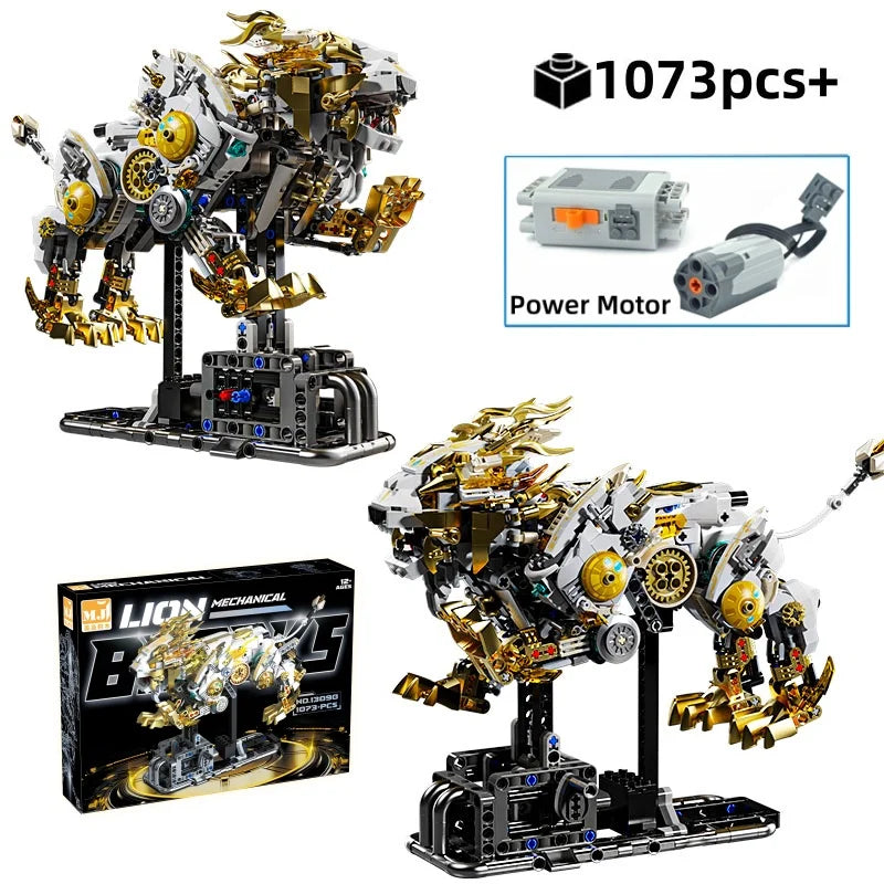 Creative Mechanical Lion Building Blocks Set STEM Educational Toys Kit DIY Tabletop Decorations Gift For Boys Girls 1073PCS