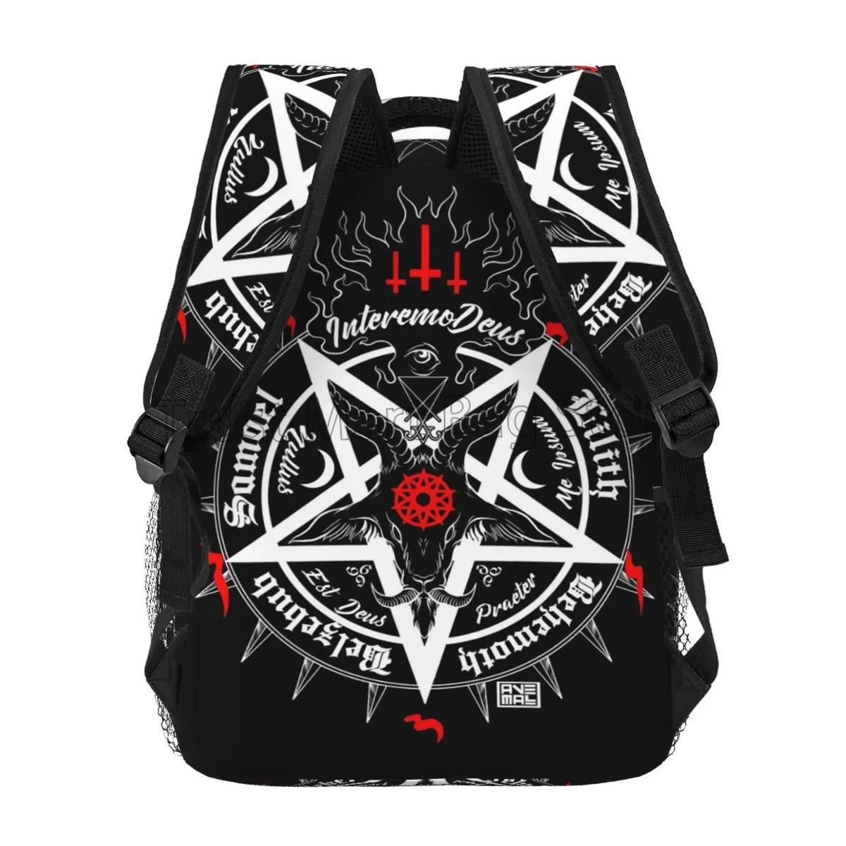 Satanic Occult Black Satan Skull Dead Goat Head Graphic Print Laptop Backpack Unisex Large Casual Shoulder Bags Travel Daypack