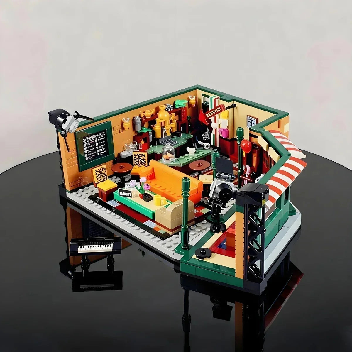 Friends House Family Classic City Central Apartment Building Block Cafe Room MOC-Streetview Model Toy Gift