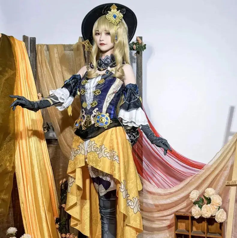 Navia Cosplay Costume Anime Cosplay Genshin Impact  Dress Uniform Wig Set Halloween Party Outfit for Women Dresses