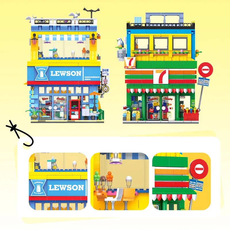 89118 Street Scene Series Educational Toys, Snack Shop Model Assembly DIY Building Blocks Toys, Children's Holiday Gifts