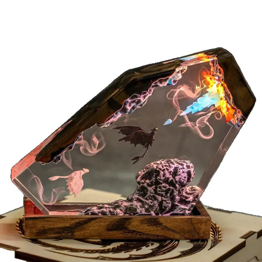 Cross-border Dragon Training Master Resin Light Toothless & Light Fury Night Fury White Epoxy Resin Ornament
