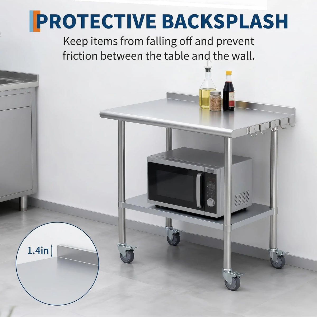 Heavy-Duty Stainless Steel Commercial Prep Table with Wheels – 30/36" Mobile Work Station with Adjustable Undershelf for Kitchen, Restaurant, Garage & Outdoor Use