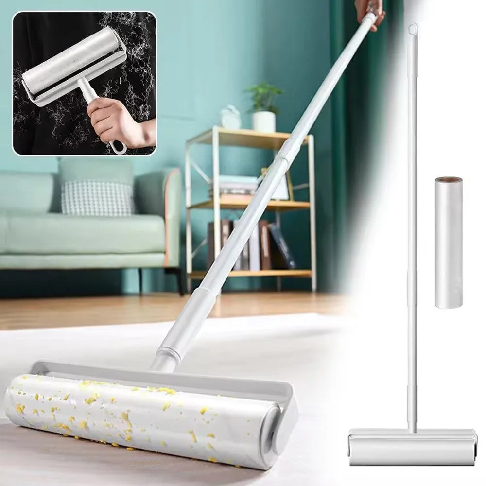 Tearable Long Handle Lint Roller Brush Telescopic 19/24cm Pet Hair Remover Roller Mop For Home Bedroom Car Seats