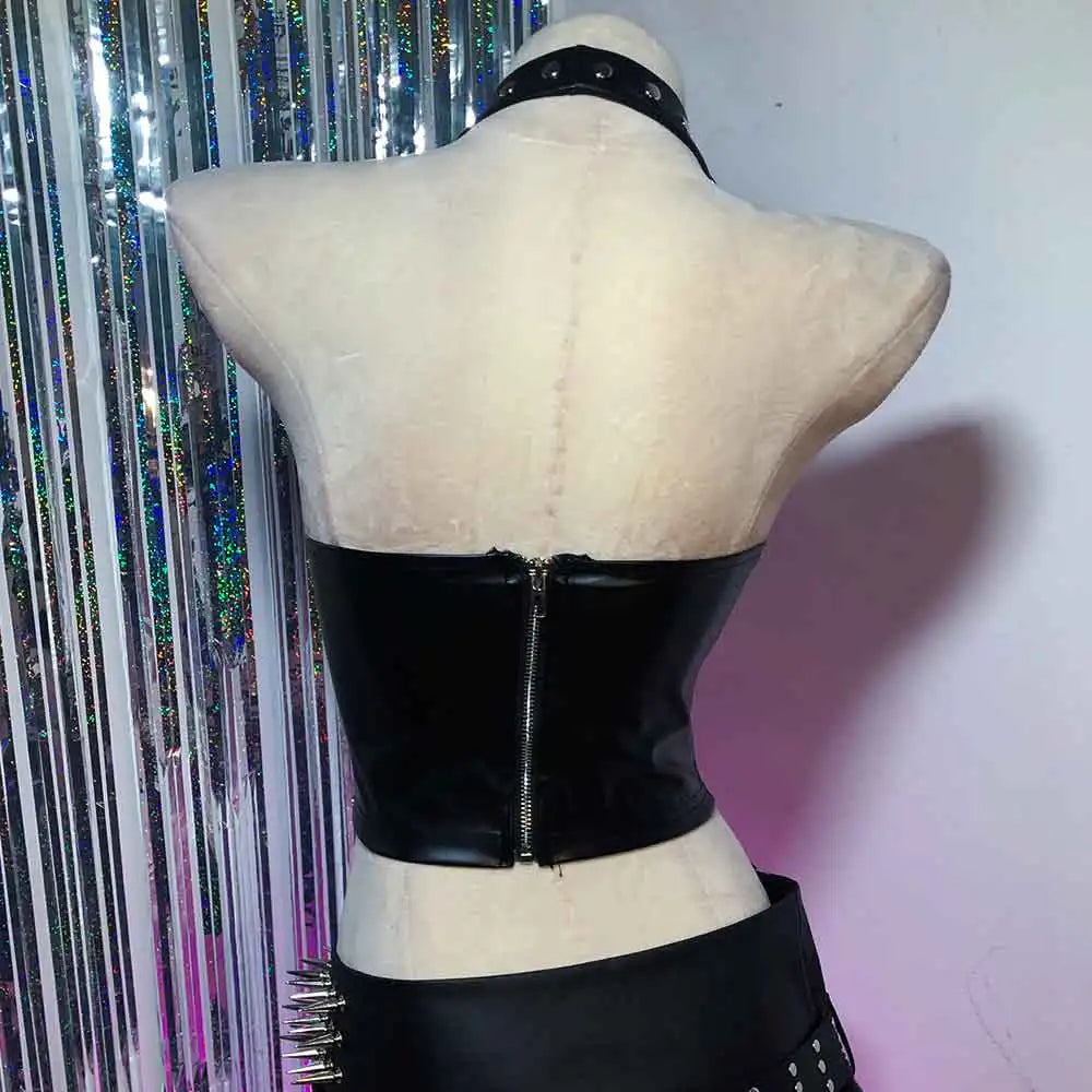 Women's Y2K Goth Top Emo Clothing Gothic Dark Boho Tank Top with Spikes Punk Rock Style for Teens Rave Festival Grunge T-Shirt