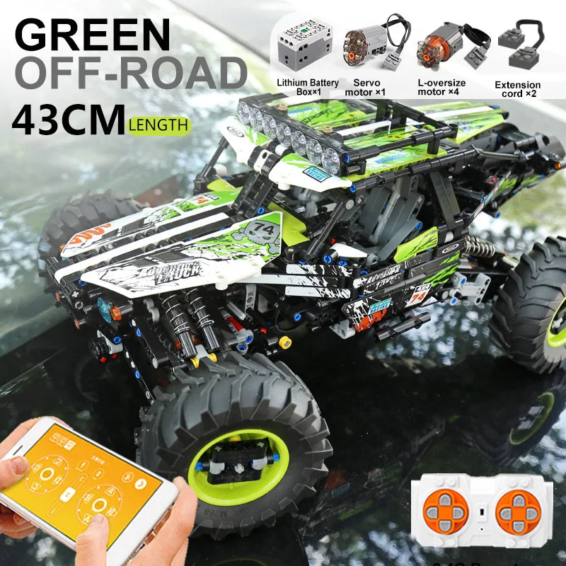 Mould King 18002 سيارات تقنية ألعاب MOC-19517 سيارة باجي 4WD تعمل بالتحكم عن بعد مجموعة بناء نماذج السيارات من الطوب هدية الكريسماس للأطفال