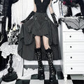 Goth Dark Women Fashion Striped Zipper Skirts Alt Streetwear Cyber Y2K Bottoms Mall Gothic Big Swing Skirt Casual Holiday Outfit