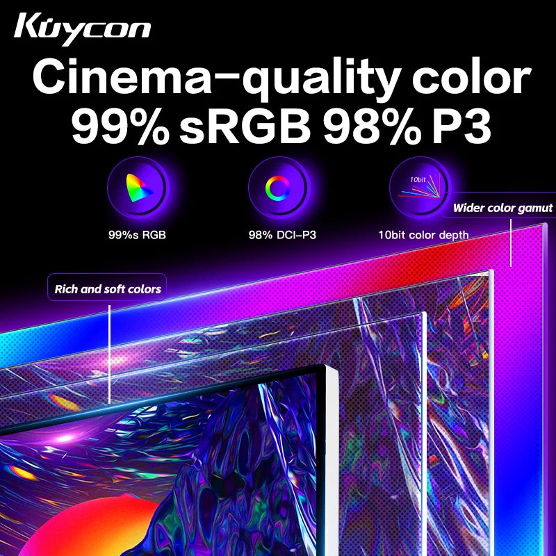 120Hz 40 Inch Gaming Monitor Kuycon P40K UHD IPS PC LED Display HDR 99%sRGB 400 Nits Computer Screen Anti-glare HDMI Type-C VESA