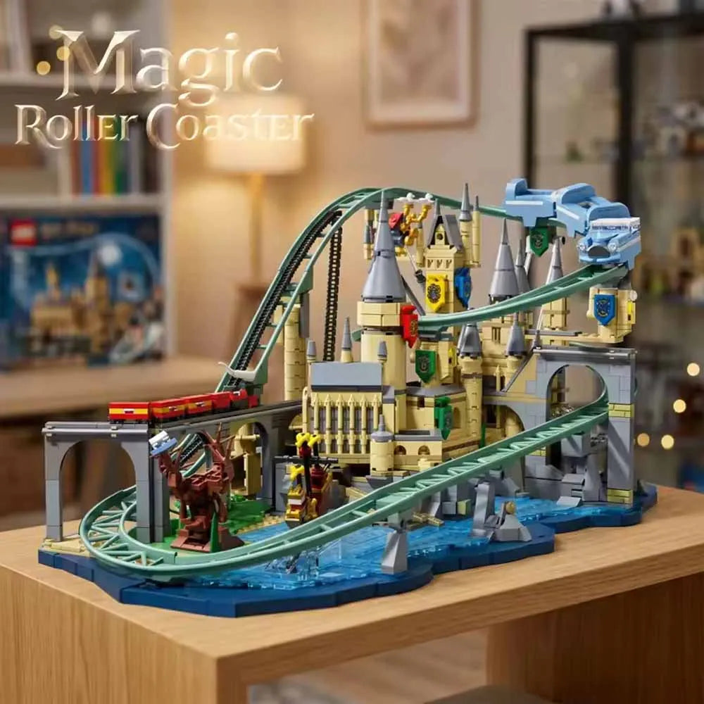 Magic Castle Roller Coaster Building Blocks, Wizard School Track Bricks, Collectible Display Model, Gift for Adults 2094Pcs