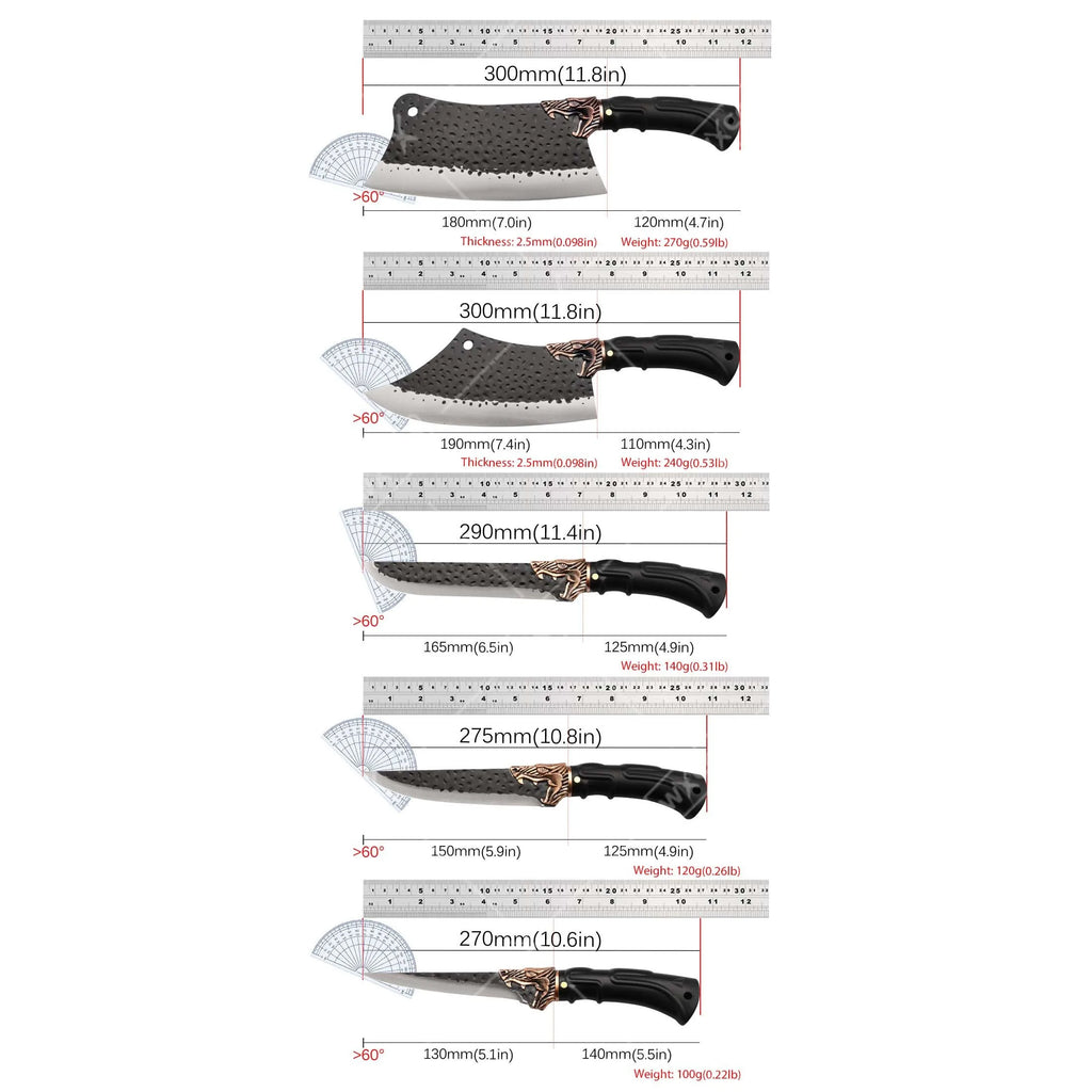 8PCS Professional Kitchen Chef Knife Set Stainless Steel Forged for Cooking Meat Vegetable Fish Utility Cutting