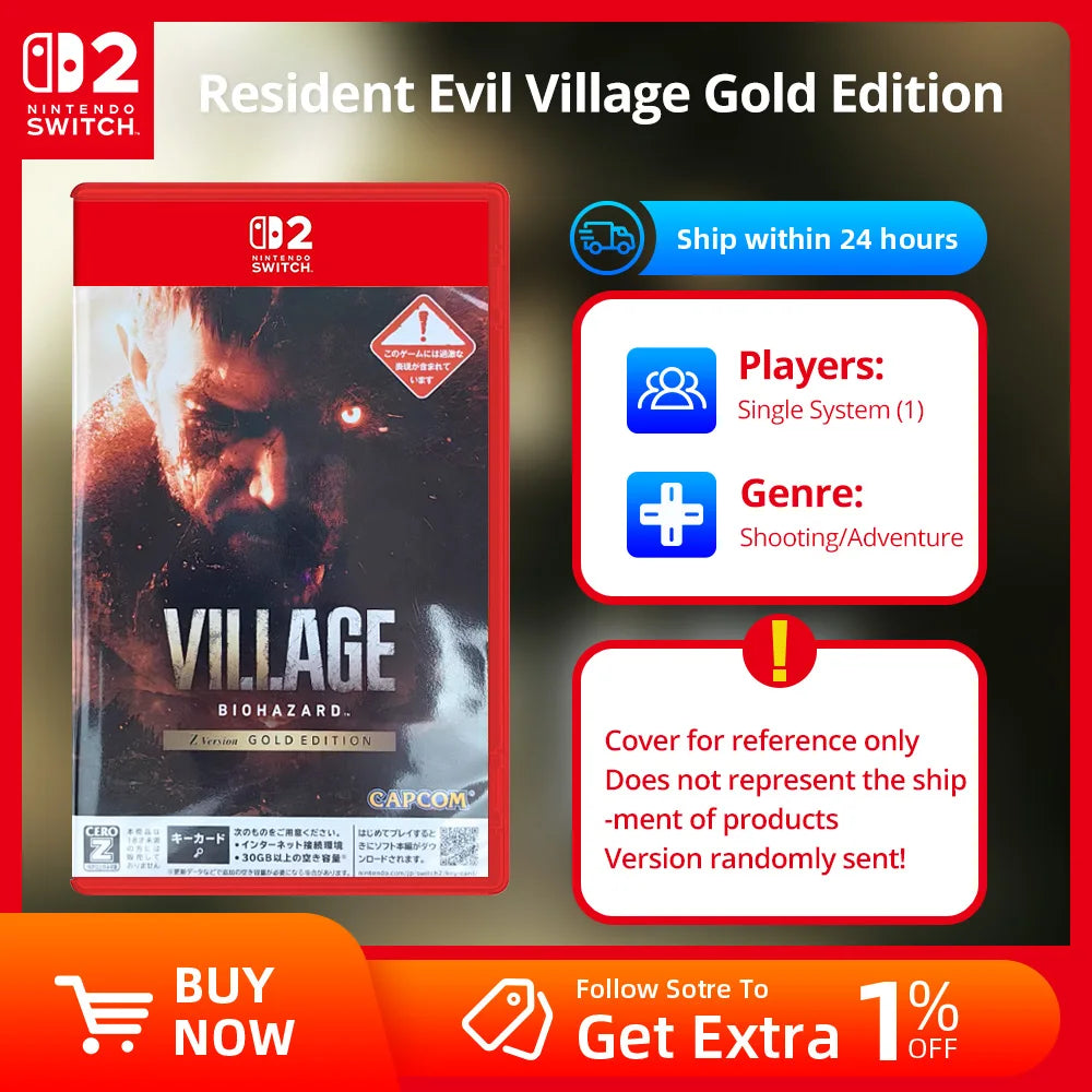 Nintendo Switch 2 Game  - Resident Evil Village Gold Edition - Games Physical Cartridge for Switch 2