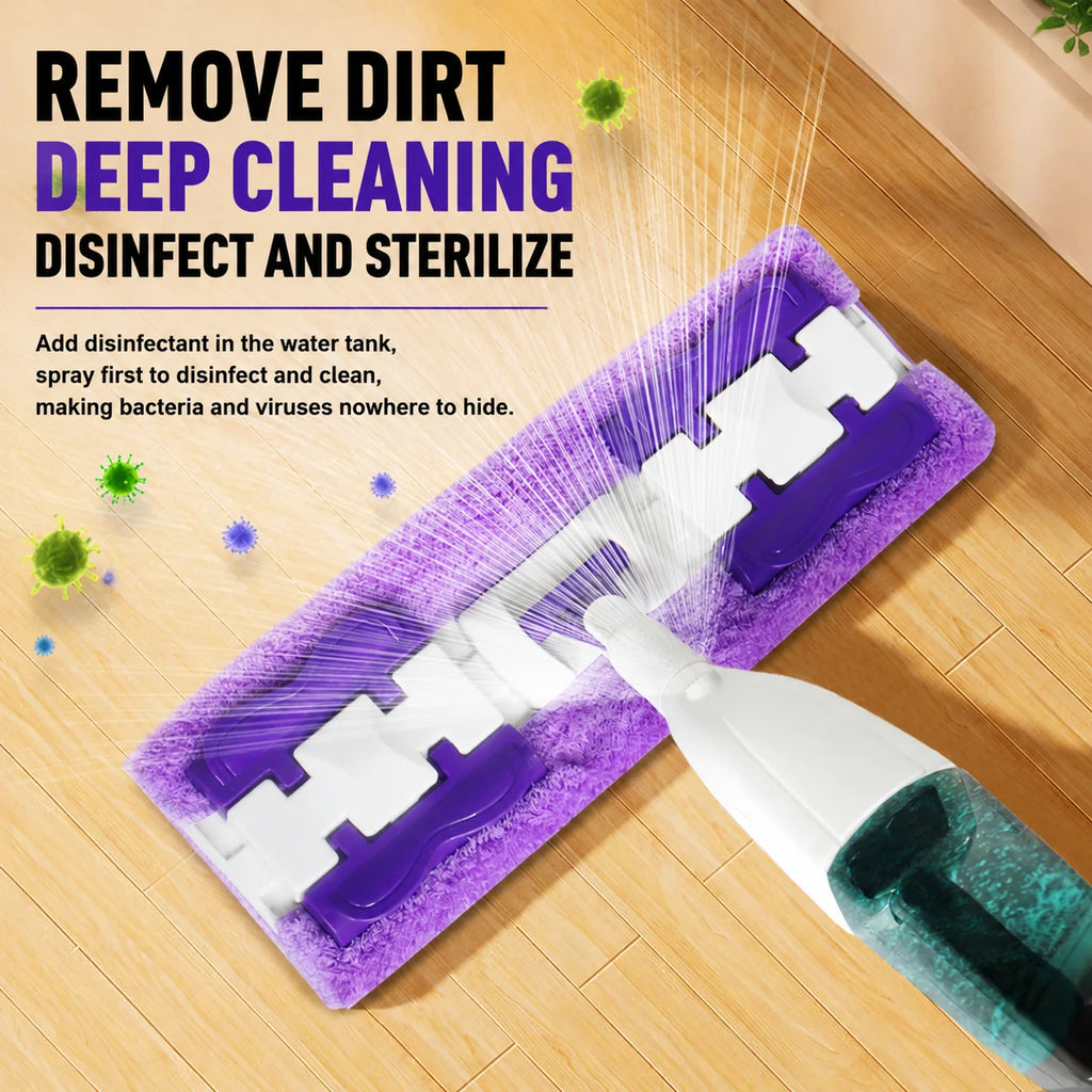 2 in 1 Spray Mop with 5 Microfiber Pads Wet & Dry Use Mop No Hand Washing Clip-Type Household Cleaning Tools for Floor Cleaning