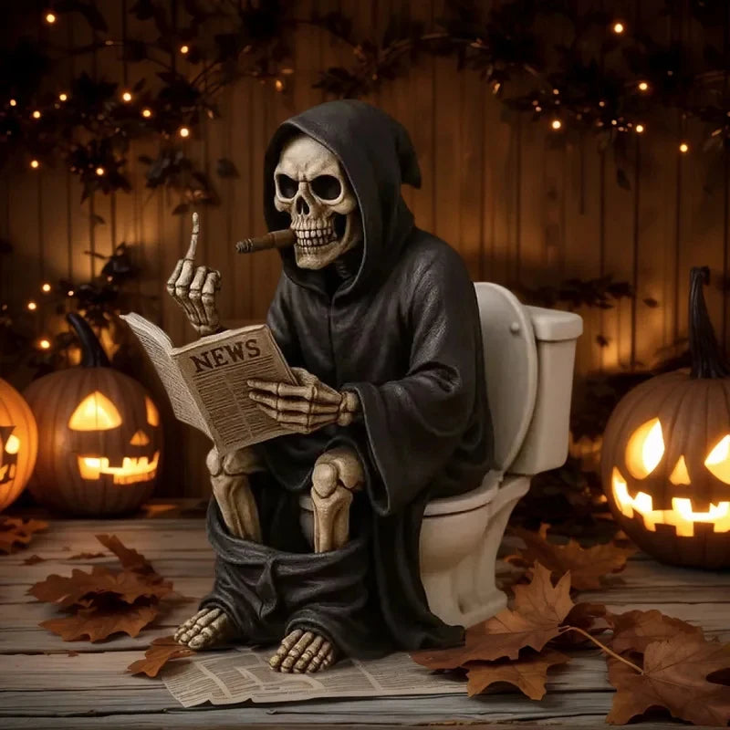 New Middle Finger Toilet Death God Statue Resin Craft Ornament Halloween Decoration Gift Small Gift