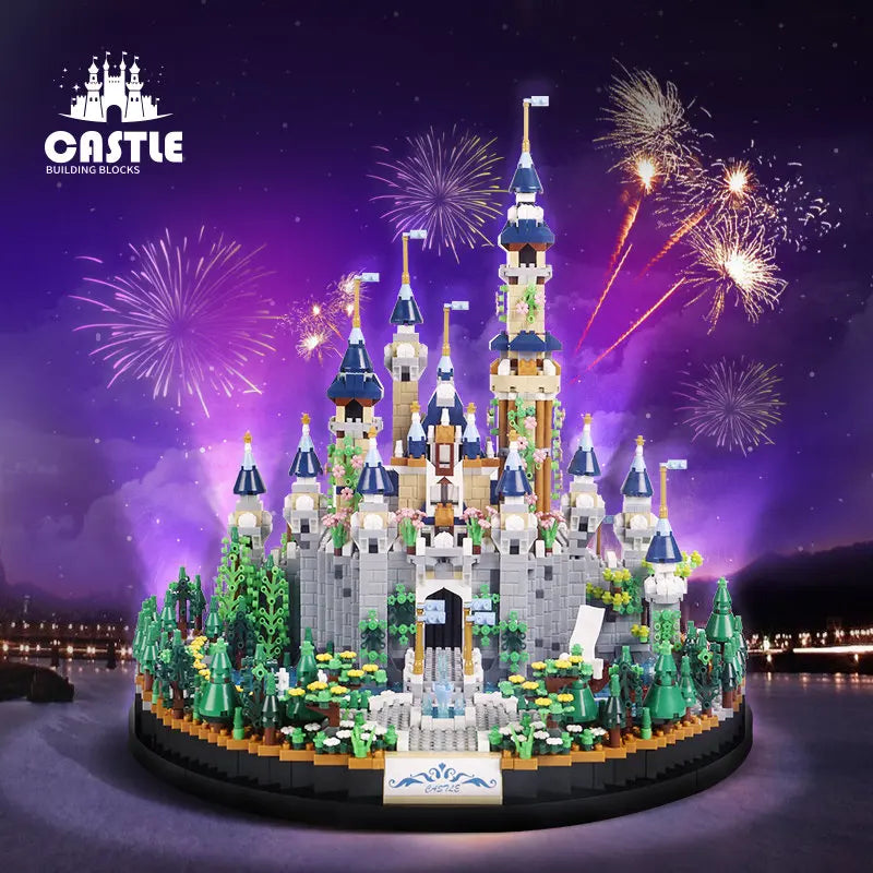 6180PCS Magic Castle Sakura House Building Blocks City Street Model With LED Lights Mini Bricks Toys Children's Christmas Gifts