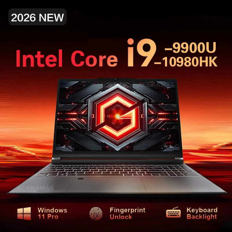 15.6" Laptop Computer Intel Core I9 10980HK 9900U Windows 11 16GB RAM 1TB 2TB SSD Portable Gaming Laptops Computer Notebook PC