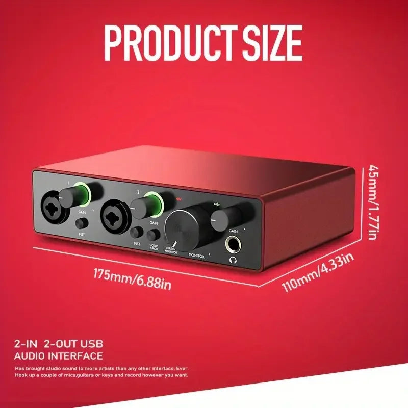 Studio Sound Card Professional Recording Sound Card Dubbing Equipment Professional External USB Audio Interface Sound Card Kit