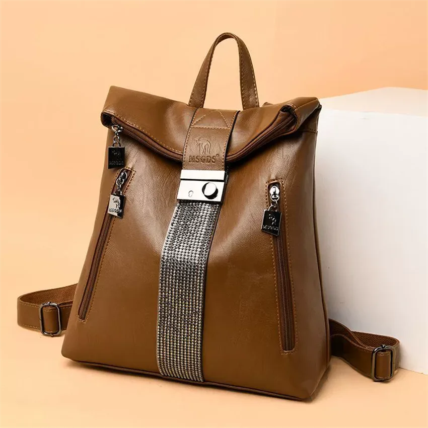 Multifunction Anti Theft Backpack Women Fashion Shoulder Bag Soft Leather Backpacks Female Daypack Ladies Large Capacity Bagpack